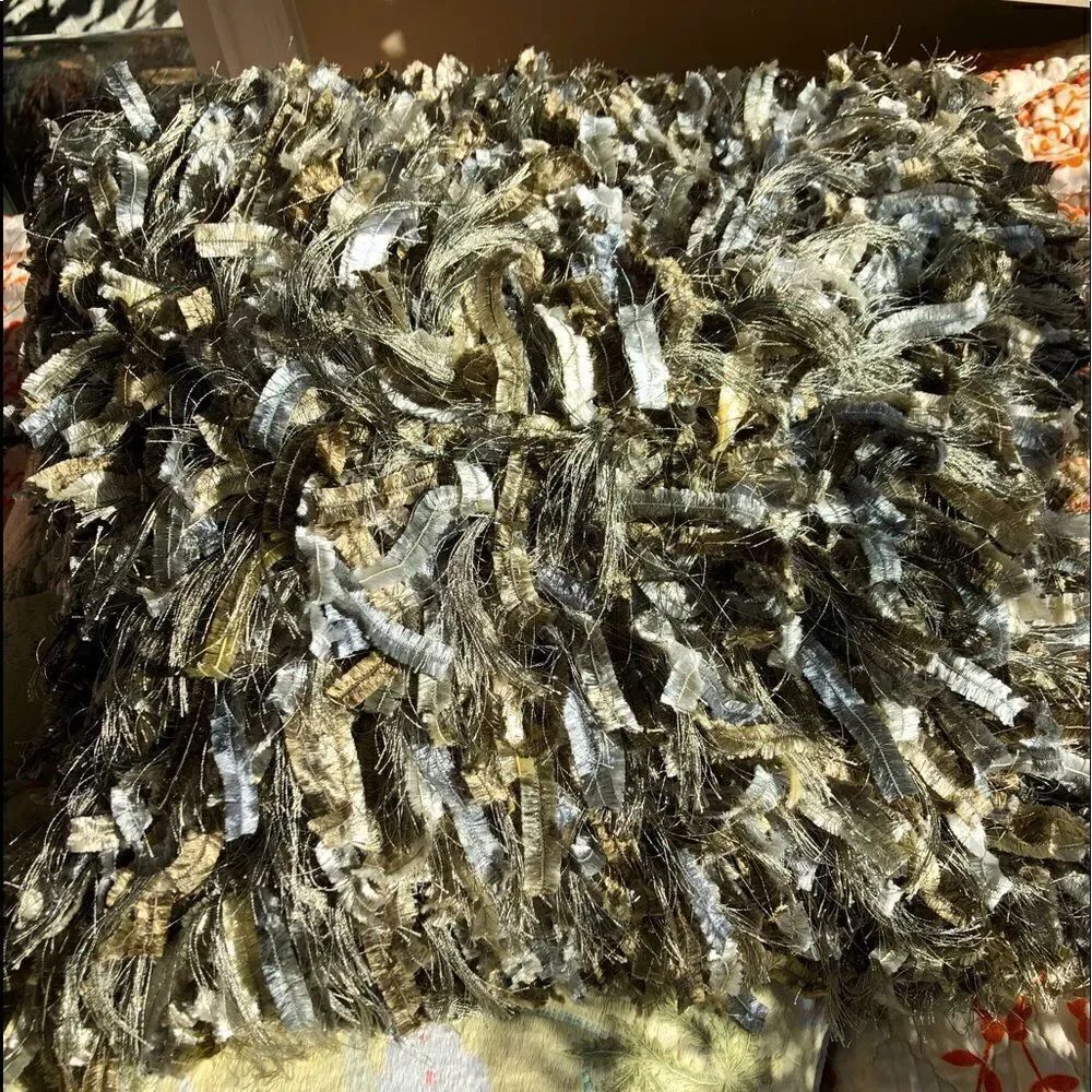 Art Deco, Coastal or Cabin Fringe & Sparkle Large Accent Pillow.Cover